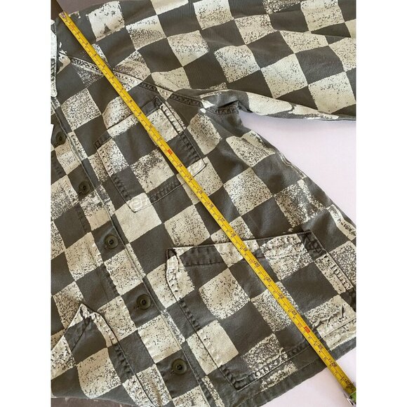 The Great Commodore Jacket Size 2 Army Green White Checker Print - Picture 9 of 10